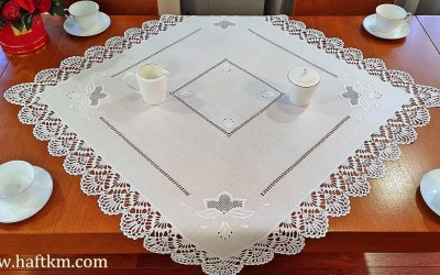 Hand-embroidered tablecloth "Lotus Flower"