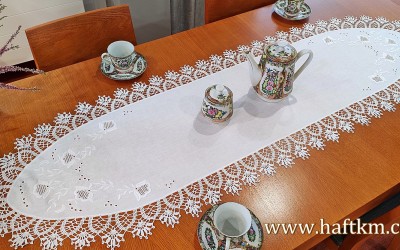 Hand embroidered tablecloth "Bells of Toledo"