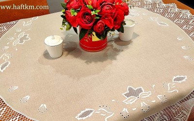 Hand embroidered tablecloth "Lotus flower"