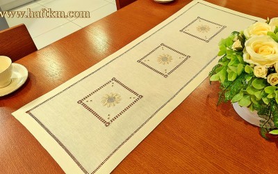 Hand-embroidered table runner "Buttercup Flower"
