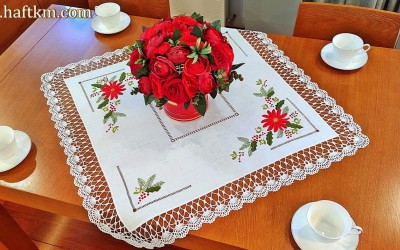 A delightful linen tablecloth "Star of Bethlehem"
