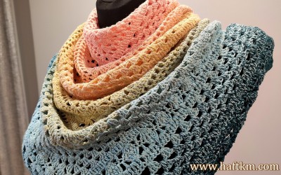 Handmade crochet ombre scarf. 