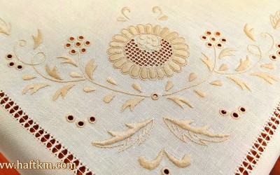 Exclusive tablecloth, hand embroidery  "Jaskra makowska" 