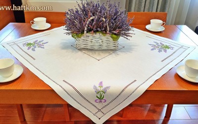 Lovely tablecloth, hand embroidery "Lavender" 