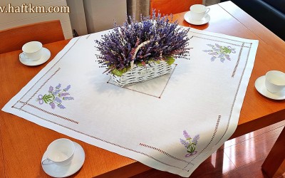 Lovely tablecloth, hand embroidery "Lavender" 