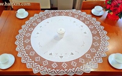 Unique linen tablecloth, hand embroidery "Toledo roses" 