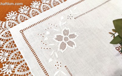 Exclusive tablecloth, hand embroidery "Toledo flowers"