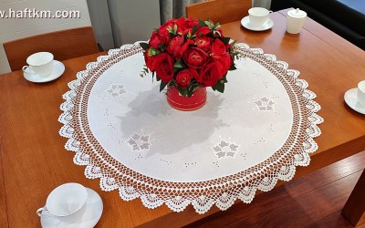 Beautiful linen tablecloth "Róża Makowska"