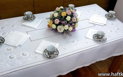 Exclusive tablecloth, hand embroidery " Jaskra makowska "