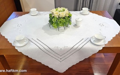 Elegant tablecloth, hand embroidery "Makowska rose"